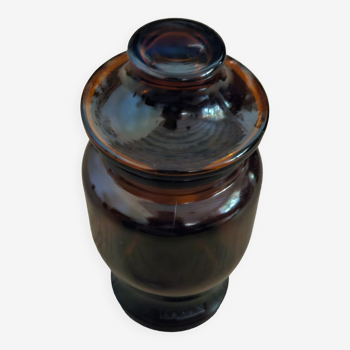 Amber glass apothecary jar - pagoda cap