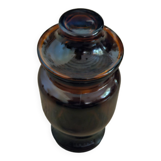 Amber glass apothecary jar - pagoda cap