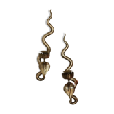 Pair of Egyptian Revival Style Engraved Brass Cobra Sconces