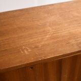 Mid-Century Teak Highboard with Sculpted Legs, Storage and Glass Shelf, 1960s