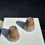 Set of 2 cups in Indonesian ceramic (brown & speckled glazed matte)