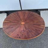 Oval table in rosewood and sycamore