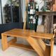 Brutalist coffee table in solid elm — Maison Regain (1970s)