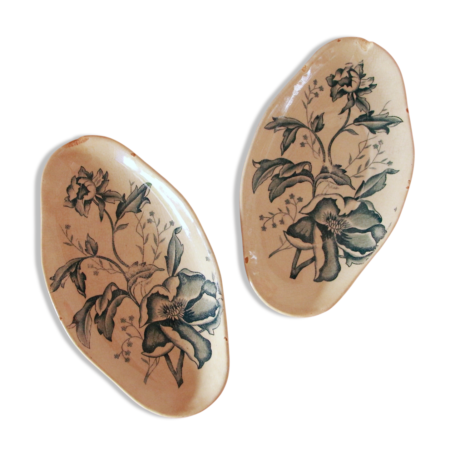 2 raviers Rose de Noel Faïence de Lyon
