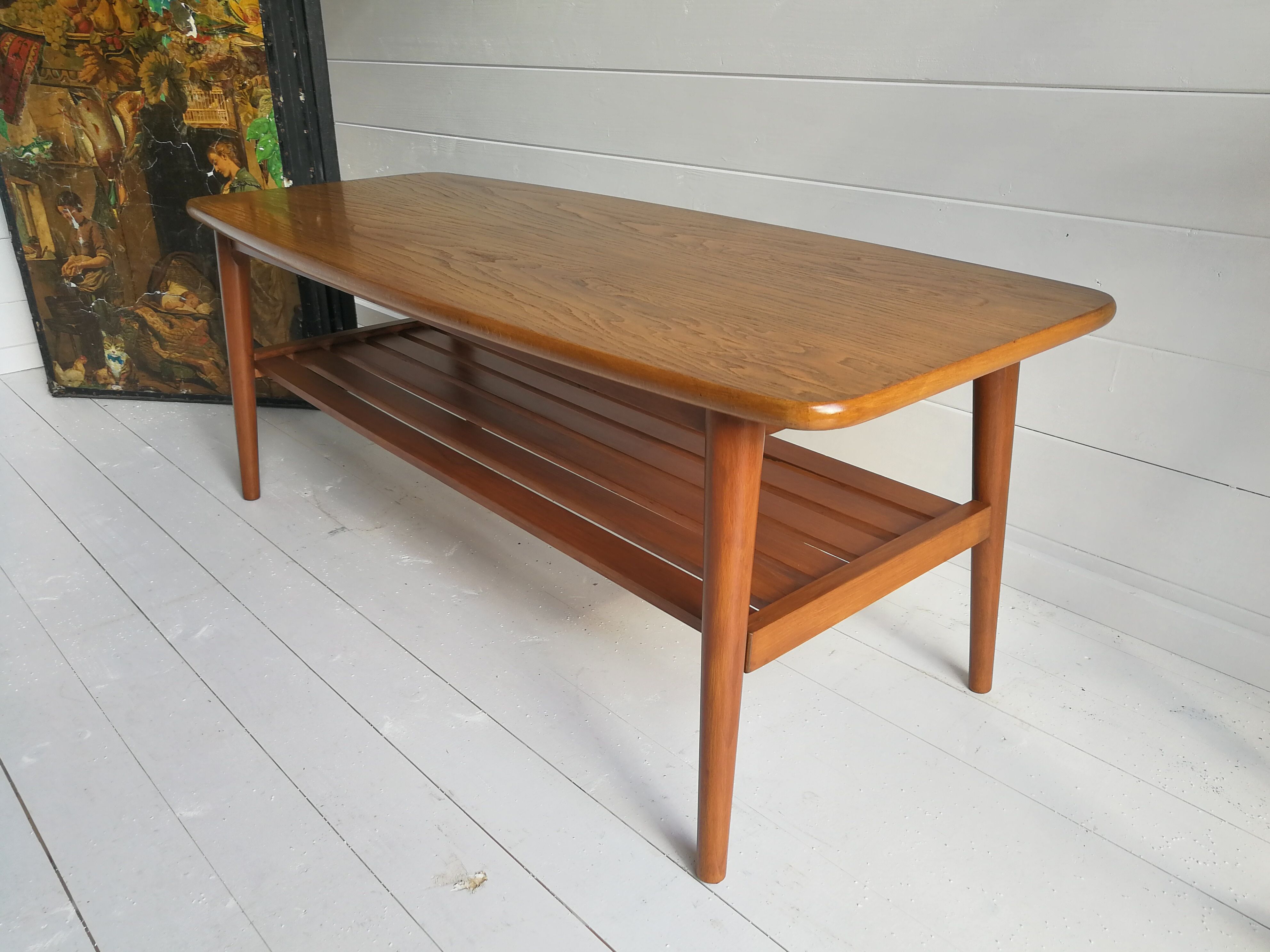 Mid century vintage oak coffee table