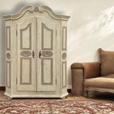 White and gray painted cabinet