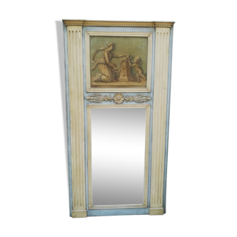 Louis XVI style trumeau mirror in patinated wood