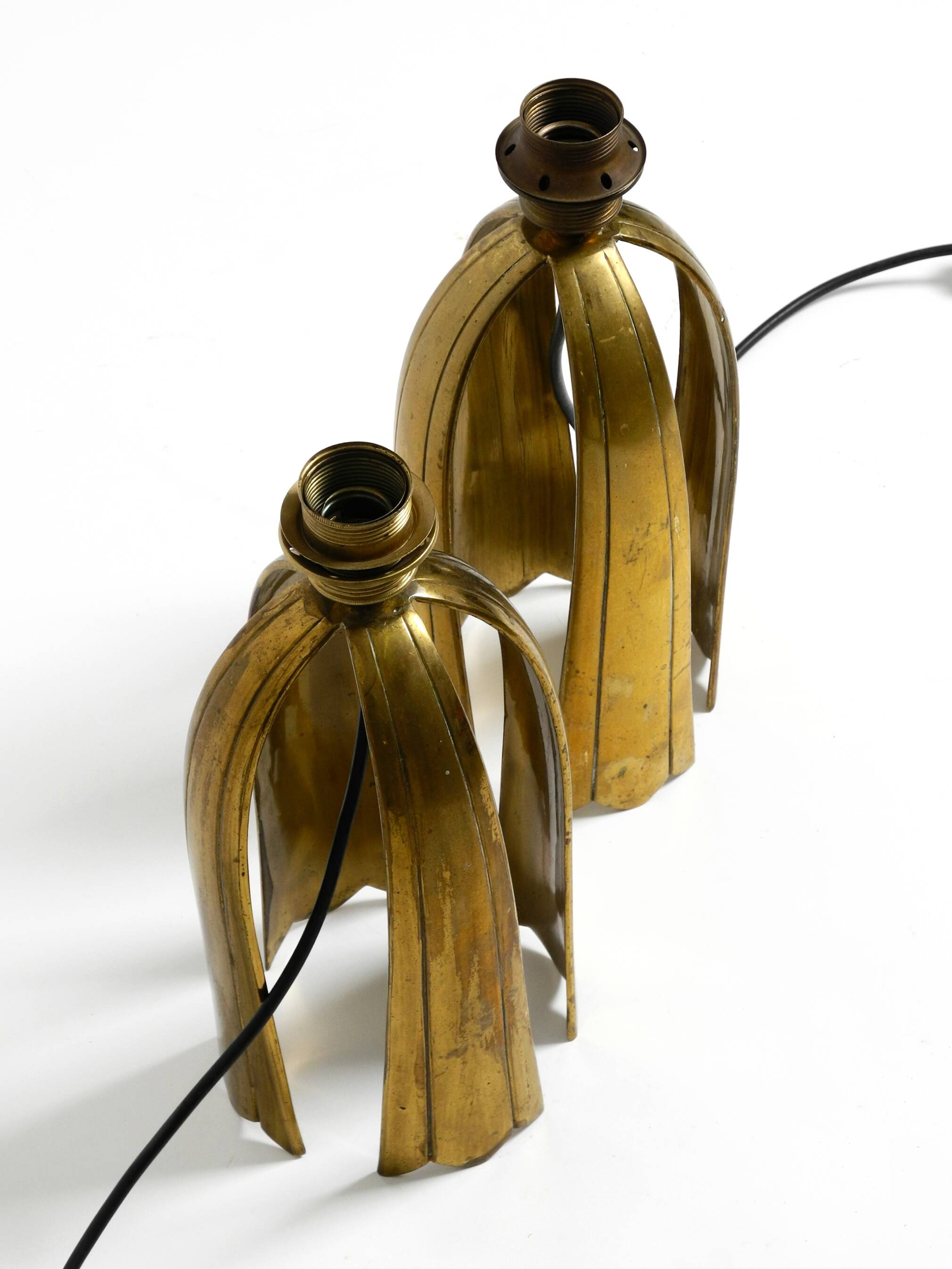 Pair of large extraordinary heavy Mid Century brass table lamps