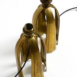Pair of large extraordinary heavy Mid Century brass table lamps