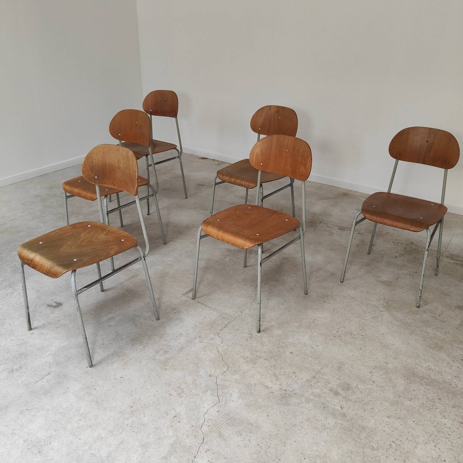 Lot of 24 chairs school chairs industrial style ex Czechoslovakia 1950