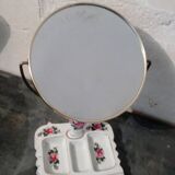 Mirror to lay porcelain rose buttons 13x24cm