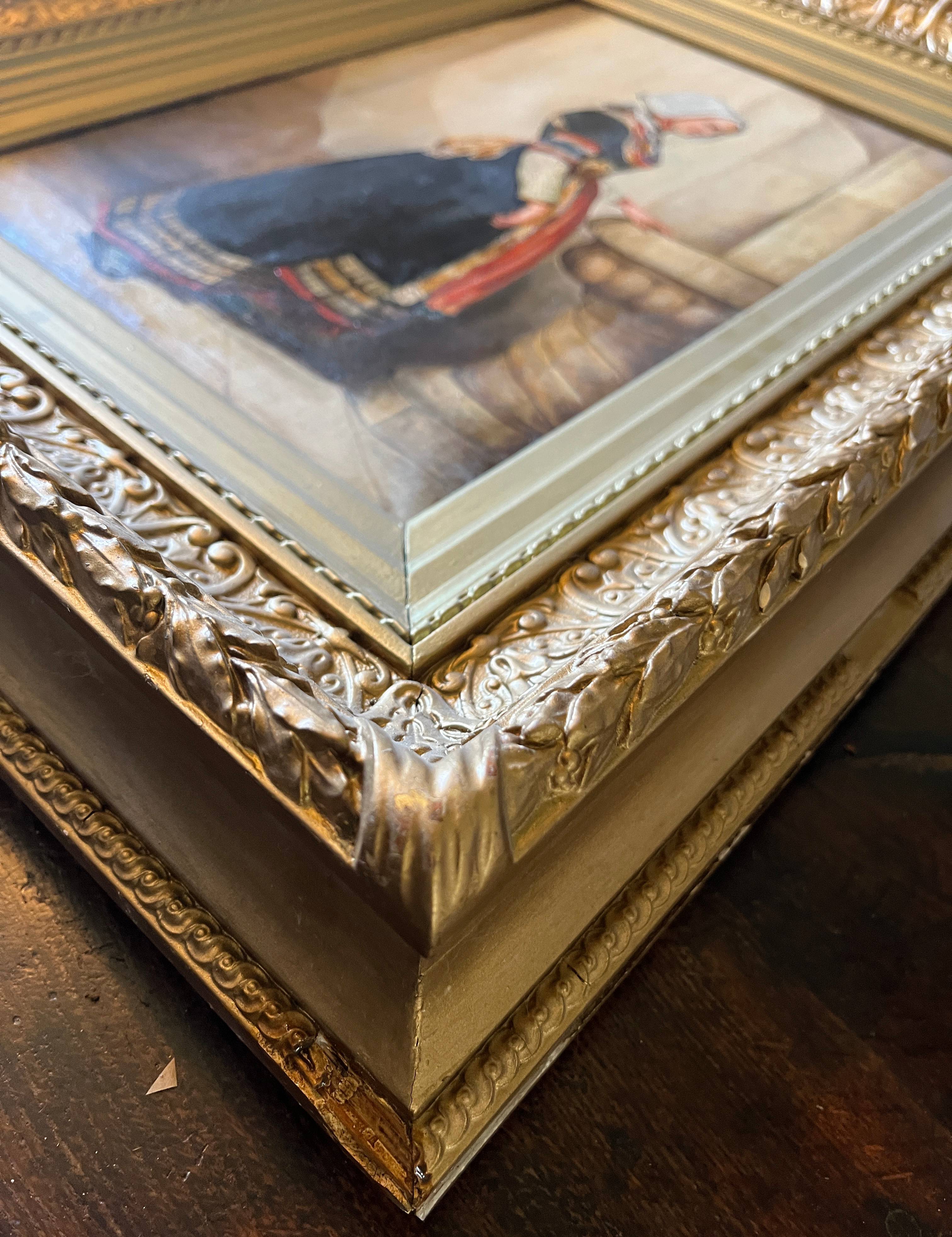 HST painting "Portrait of a young woman in traditional costume" 19th century