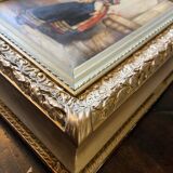 Tableau, huile sur toile "Portrait de jeune femme en costume traditionnel" XIXème s.