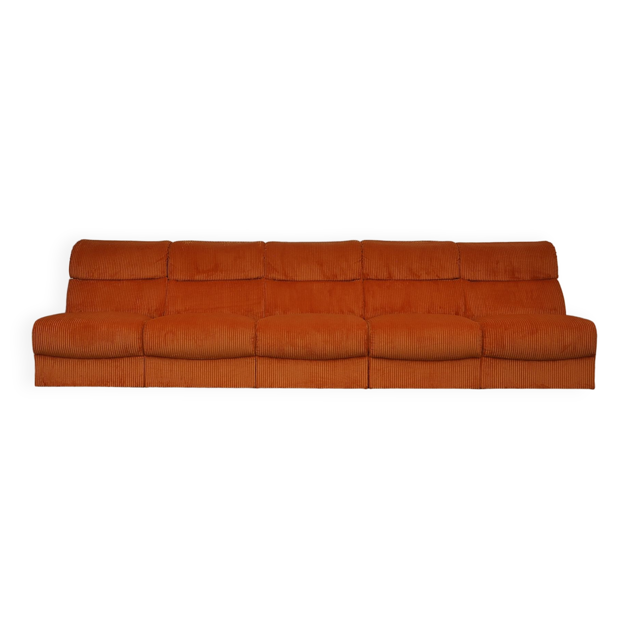 Orange Corduroy Modular Sofa, 1970s, Set of 5