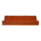 Orange Corduroy Modular Sofa, 1970s, Set of 5