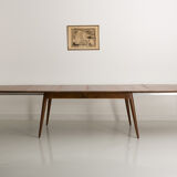 Custom-made solid walnut dining table with 4 extensions, for 6 to 16 people