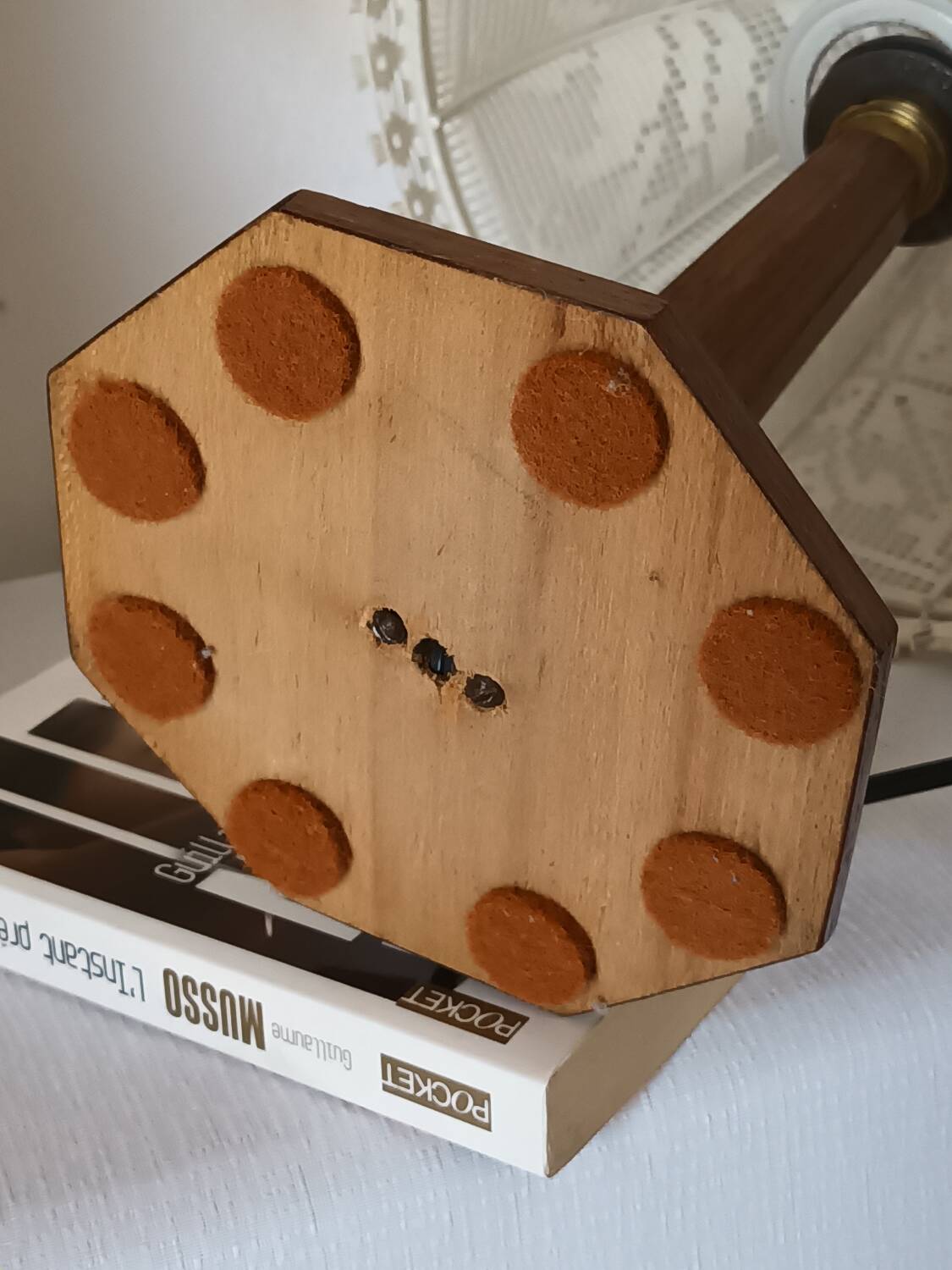 Vintage lace marquetry bedside lamp