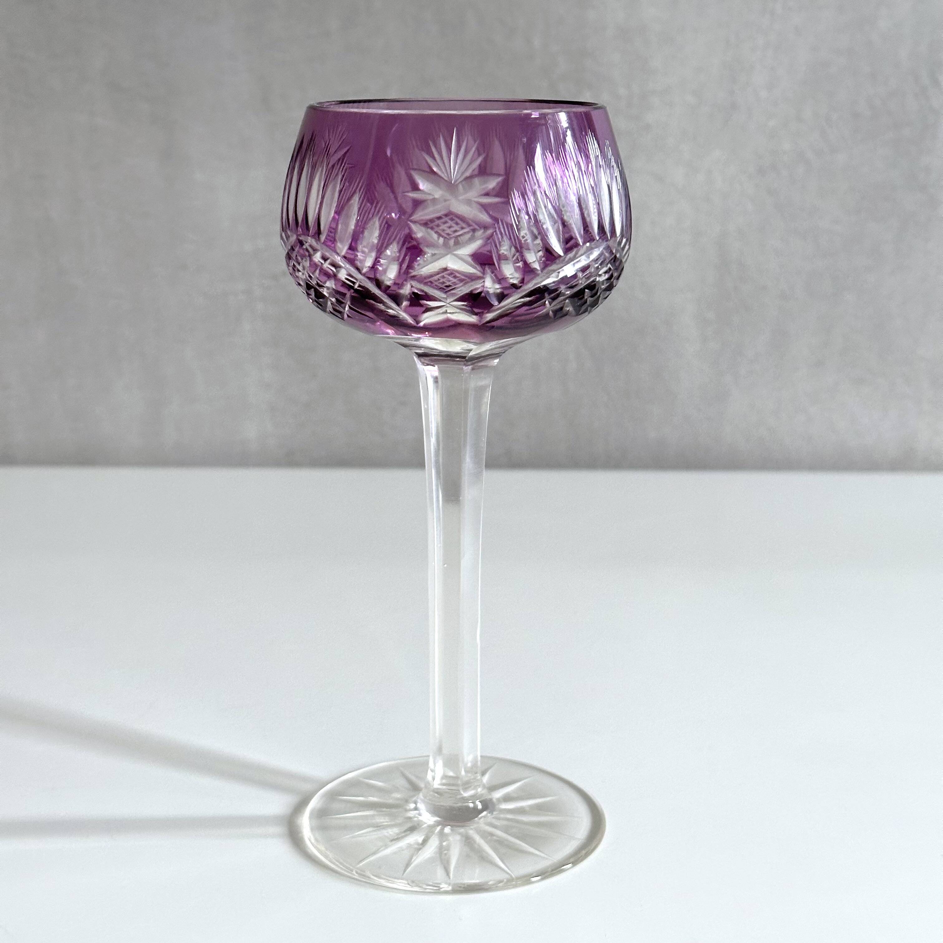 Collection of Lead Crystal Glasses, Colored Wine Glasses