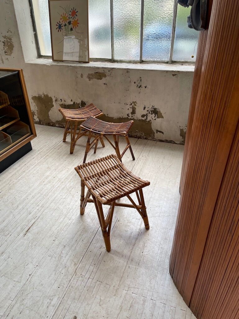 Set 3 rattan stools