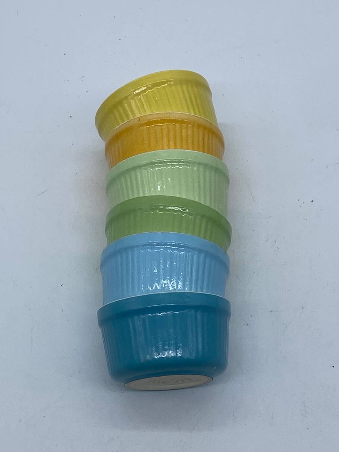 Lot / series of 6 ramekins Digoin France , vintage, pastel,