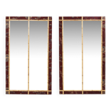 Large pair of 19th century gilded wood mirrors in bamboo and silk style