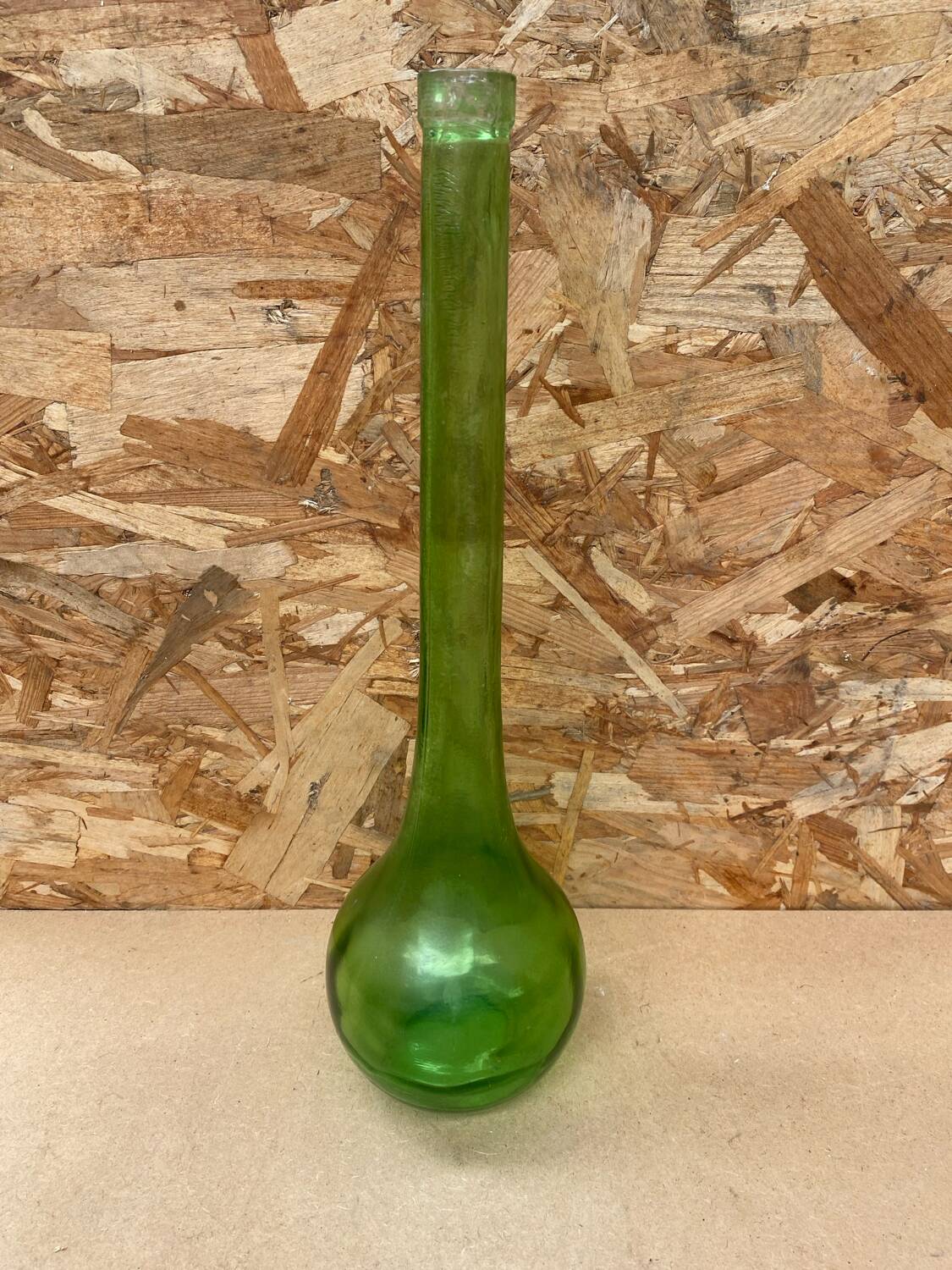 Antique Chianti Dame Jeanne Green Glass Bottle Large Vintage Model