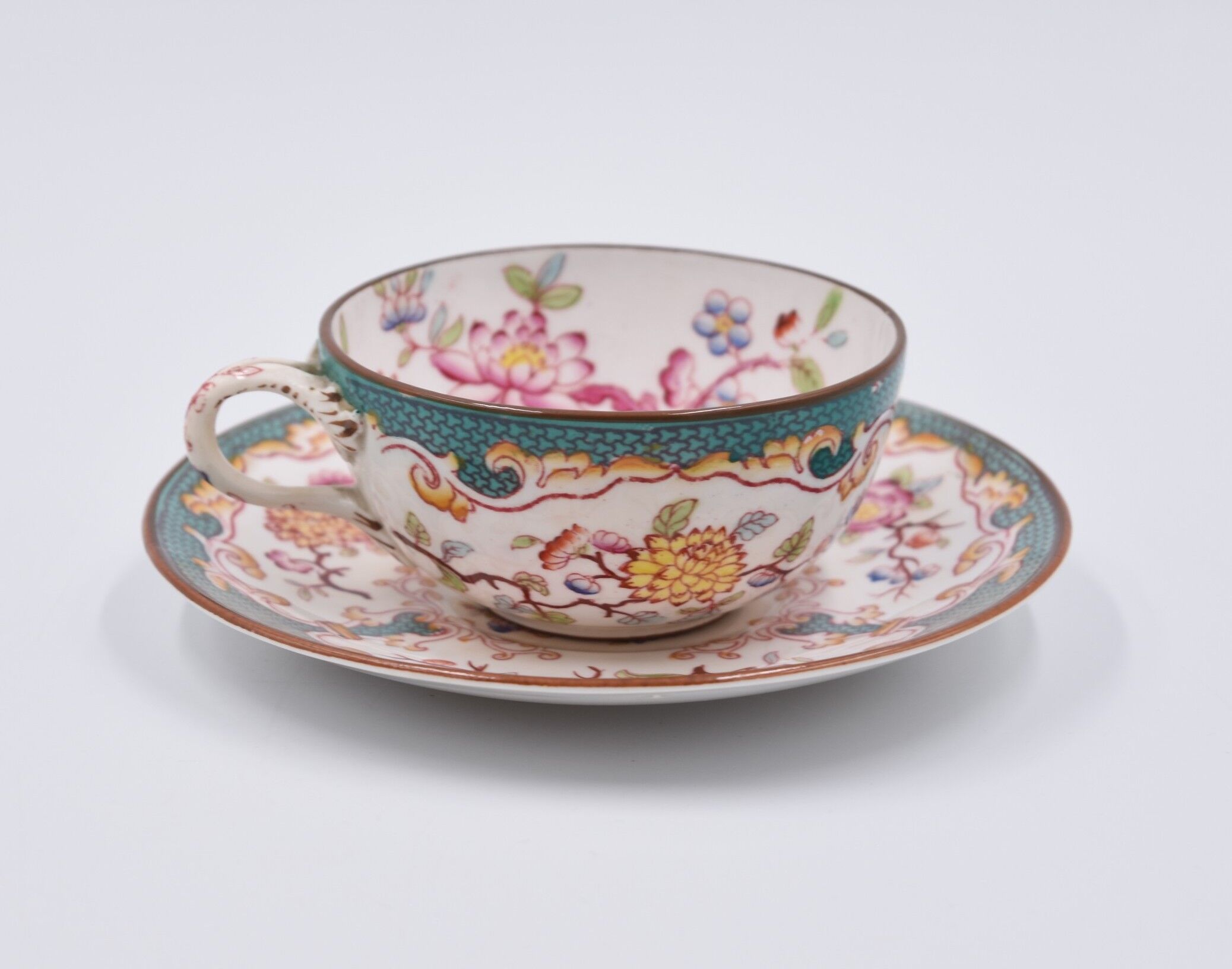 Cup and under cup Sarreguemines décor Minton n°248
