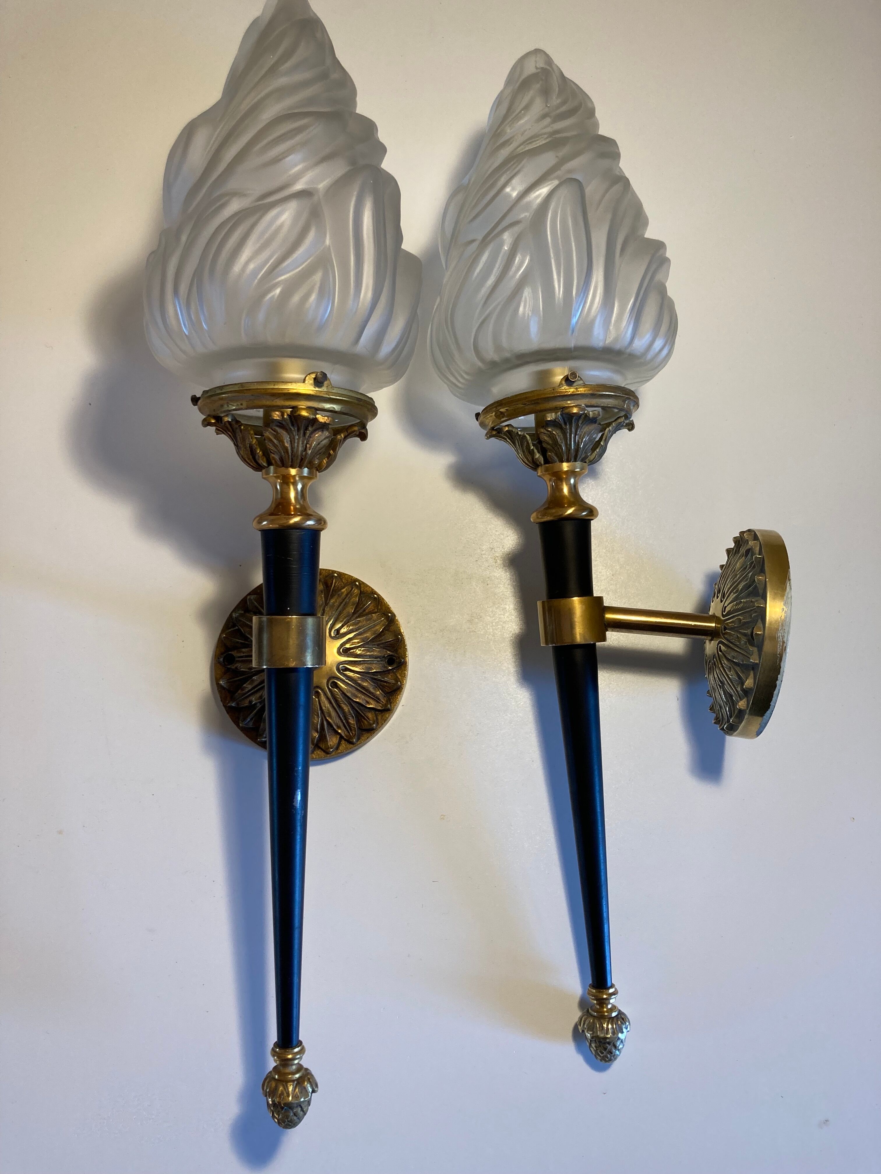 Pair of torch wall lamps