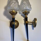 Pair of torch wall lamps