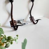 Set of 3 vintage patinated metal coat hooks