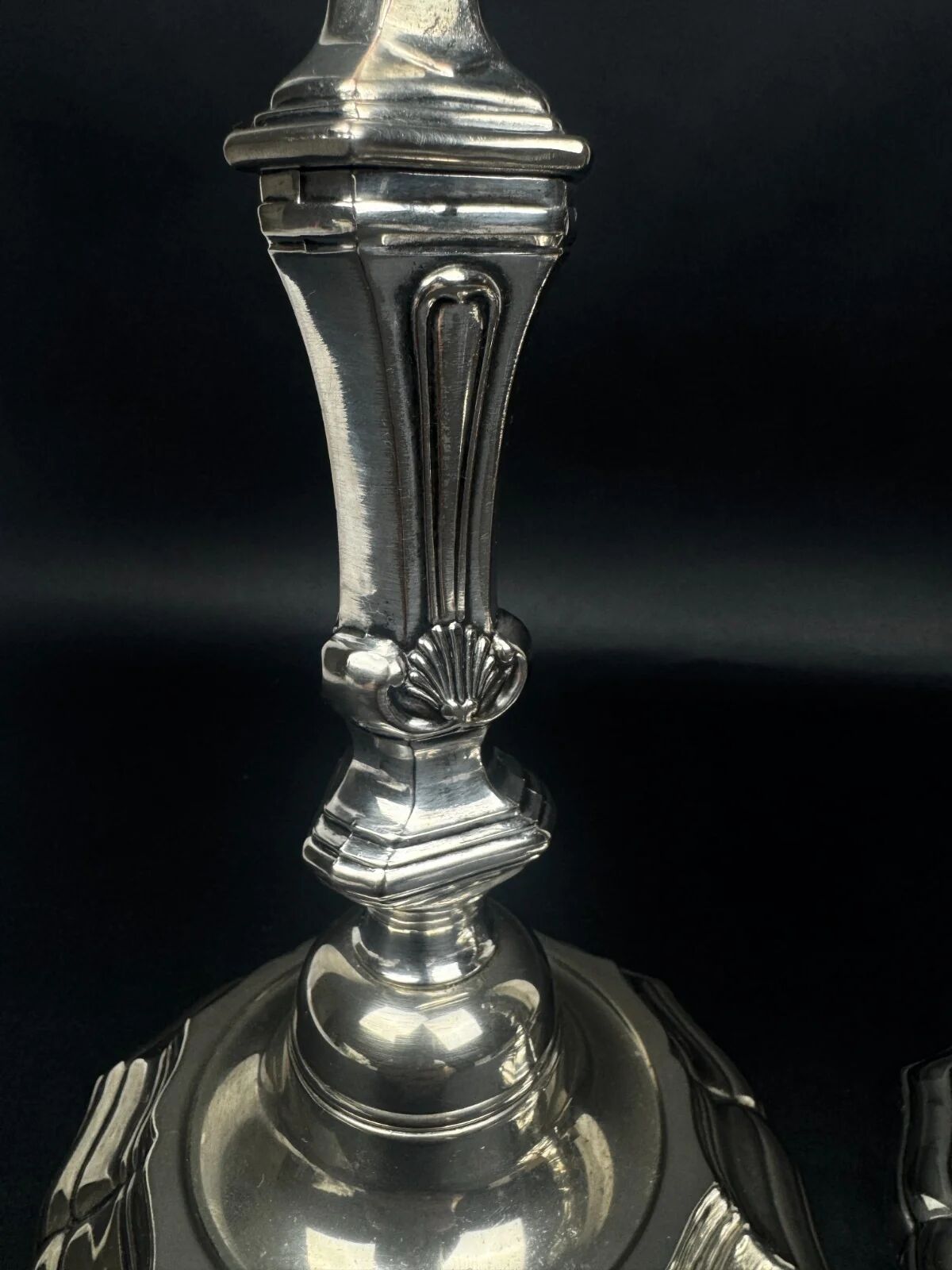 Pair of silver-plated bronze candlesticks, Auguste Monnier Veuve, 1911