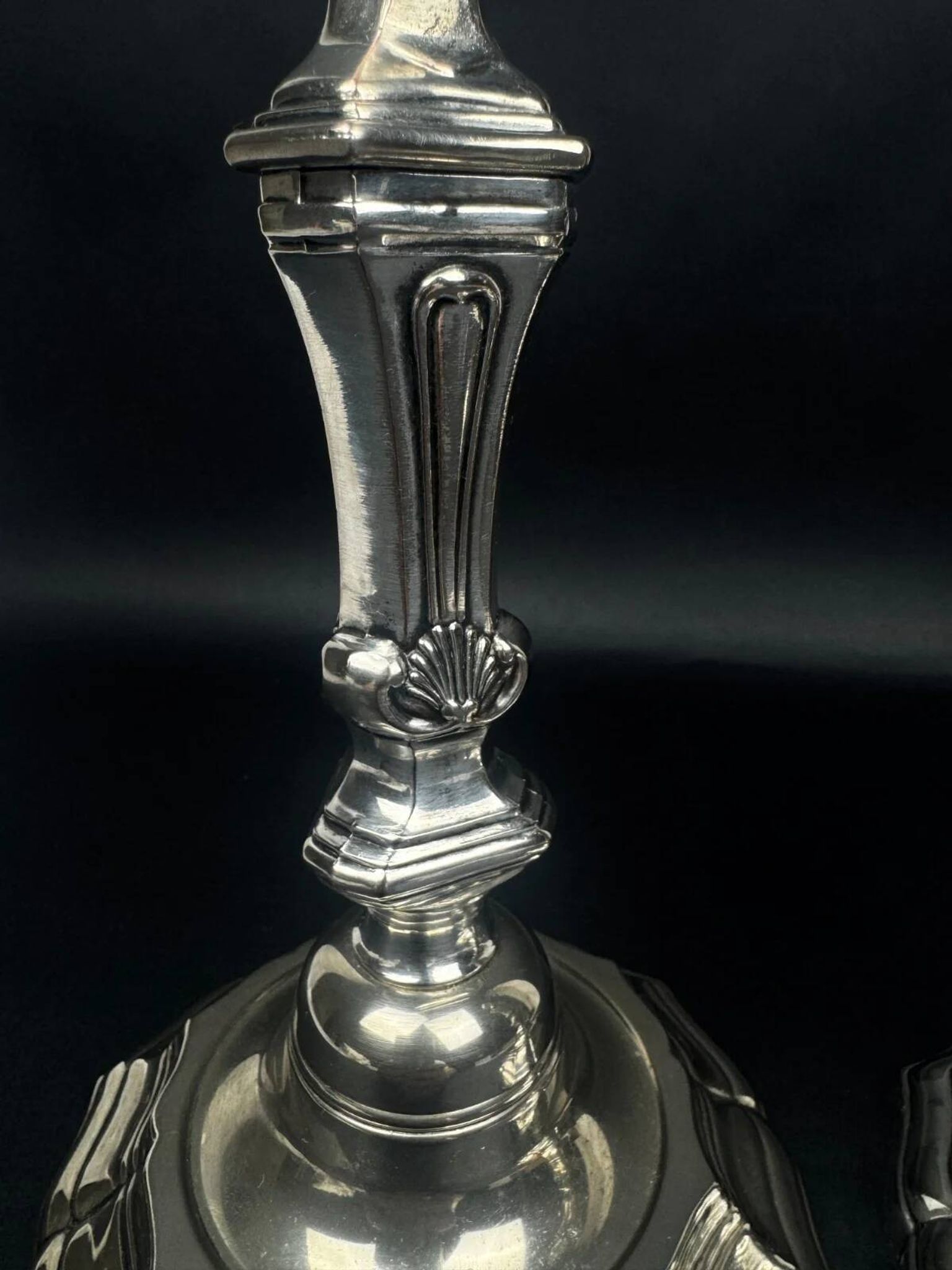 Pair of silver-plated bronze candlesticks, Auguste Monnier Veuve, 1911