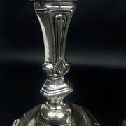 Pair of silver-plated bronze candlesticks, Auguste Monnier Veuve, 1911
