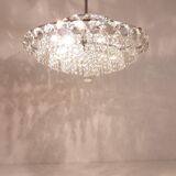 Diamond-cut faceted glass chandelier Bakalowits Vienna, Austria, 1950s