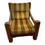 Brutalist design armchair in old oak