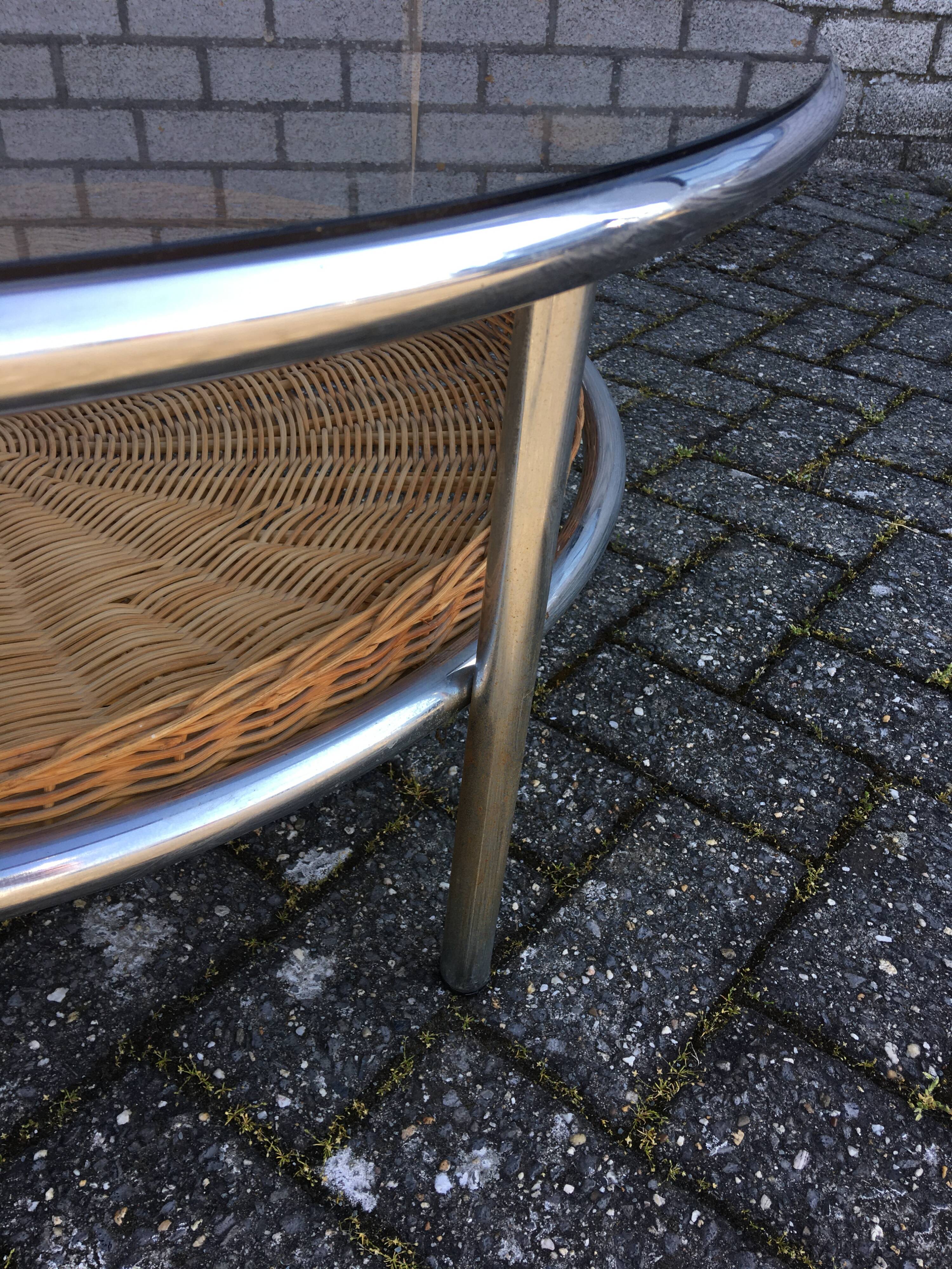 Glass and wicker coffee table