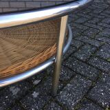 Glass and wicker coffee table