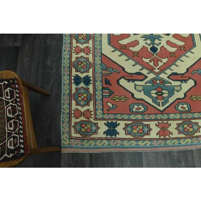 1970s Vintage Turkish Oushak Handmade Wool Cotton Pink Area Rug 162x226