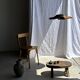 Small stool or small oval side table in solid teak wabi-sabi H24 53