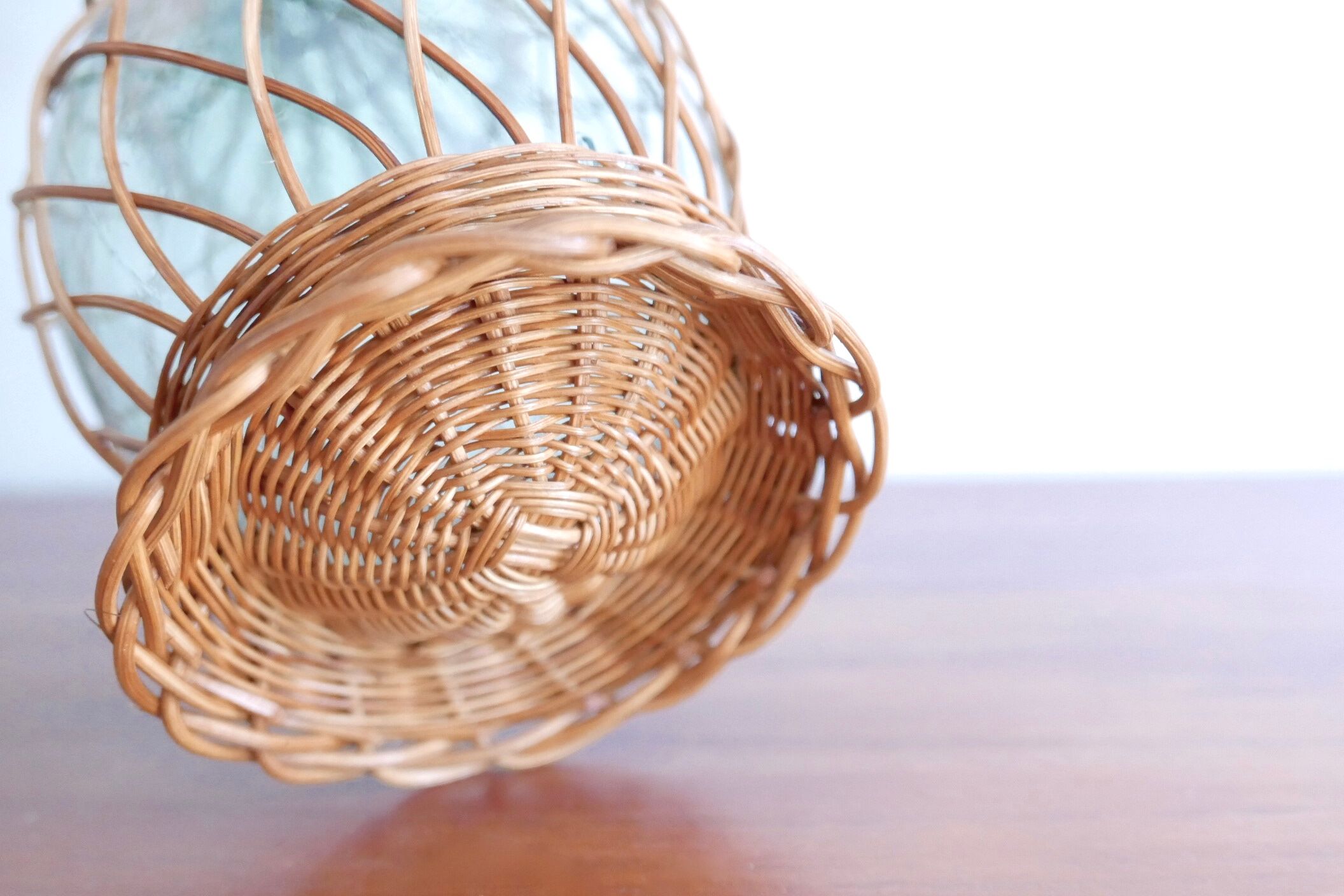 Demijohn glass covered with wicker, early 1960s