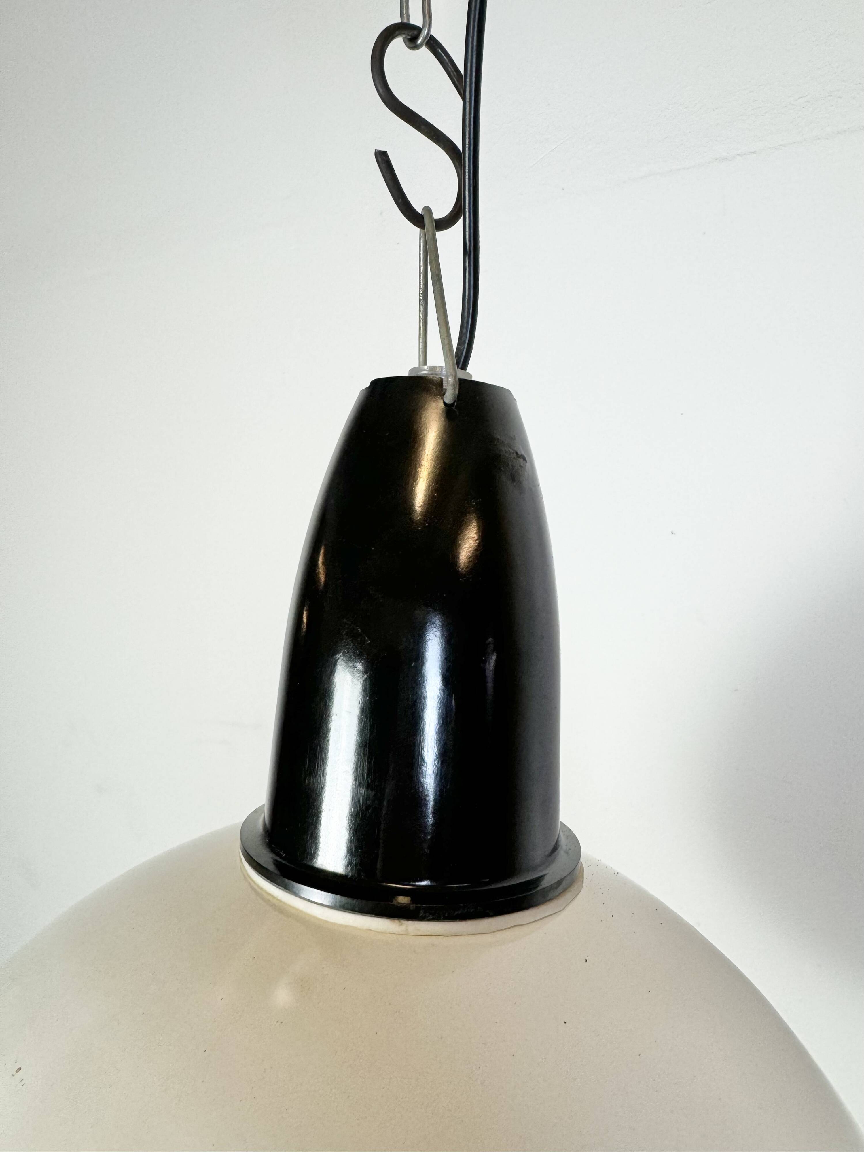 Industrial Soviet White Enamel Pendant Lamp, 1960s