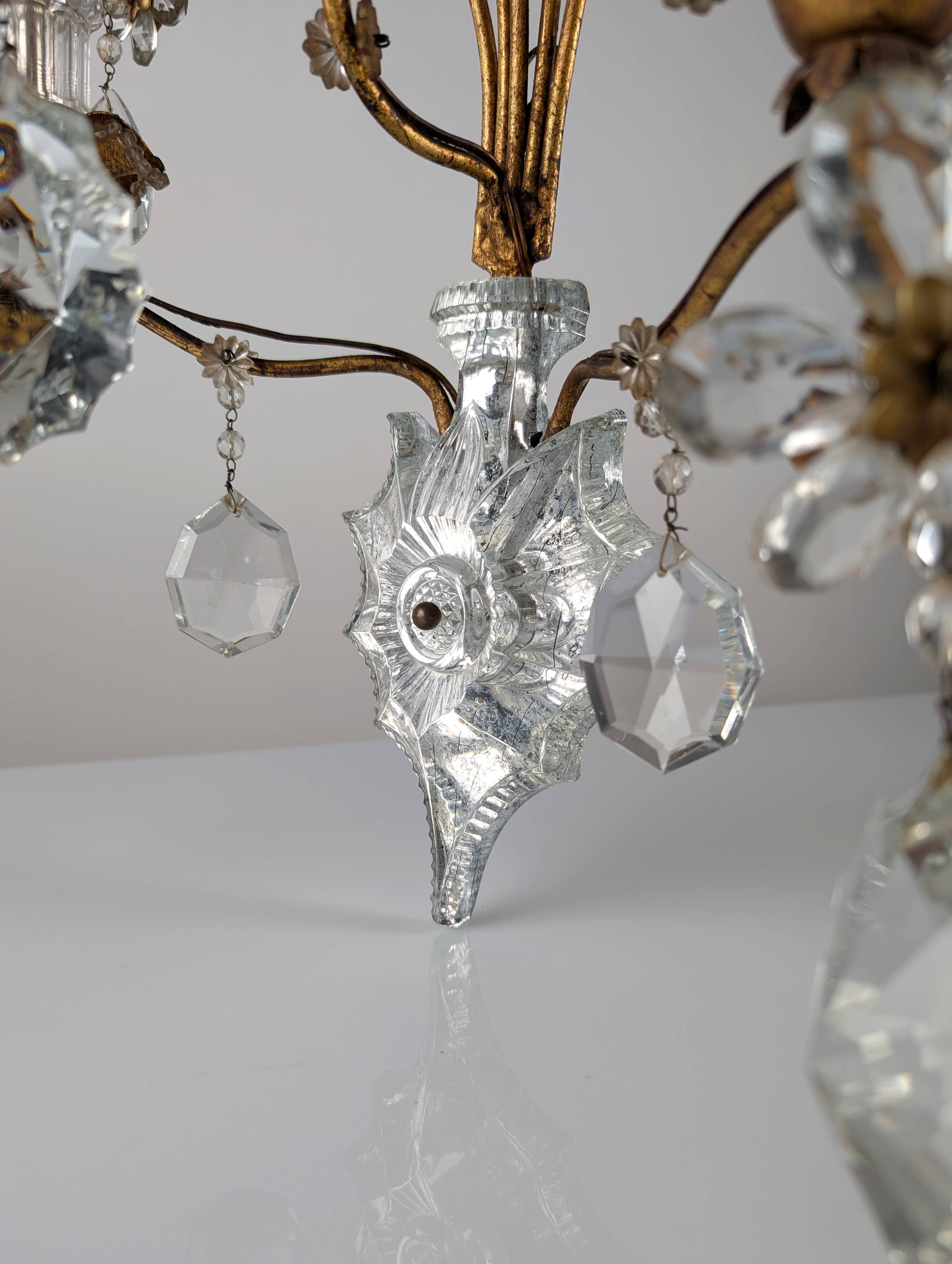 Large Italian Wall Sconce in Cut Crystal