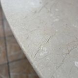 Oval dining table in light beige travertine marble - 1970