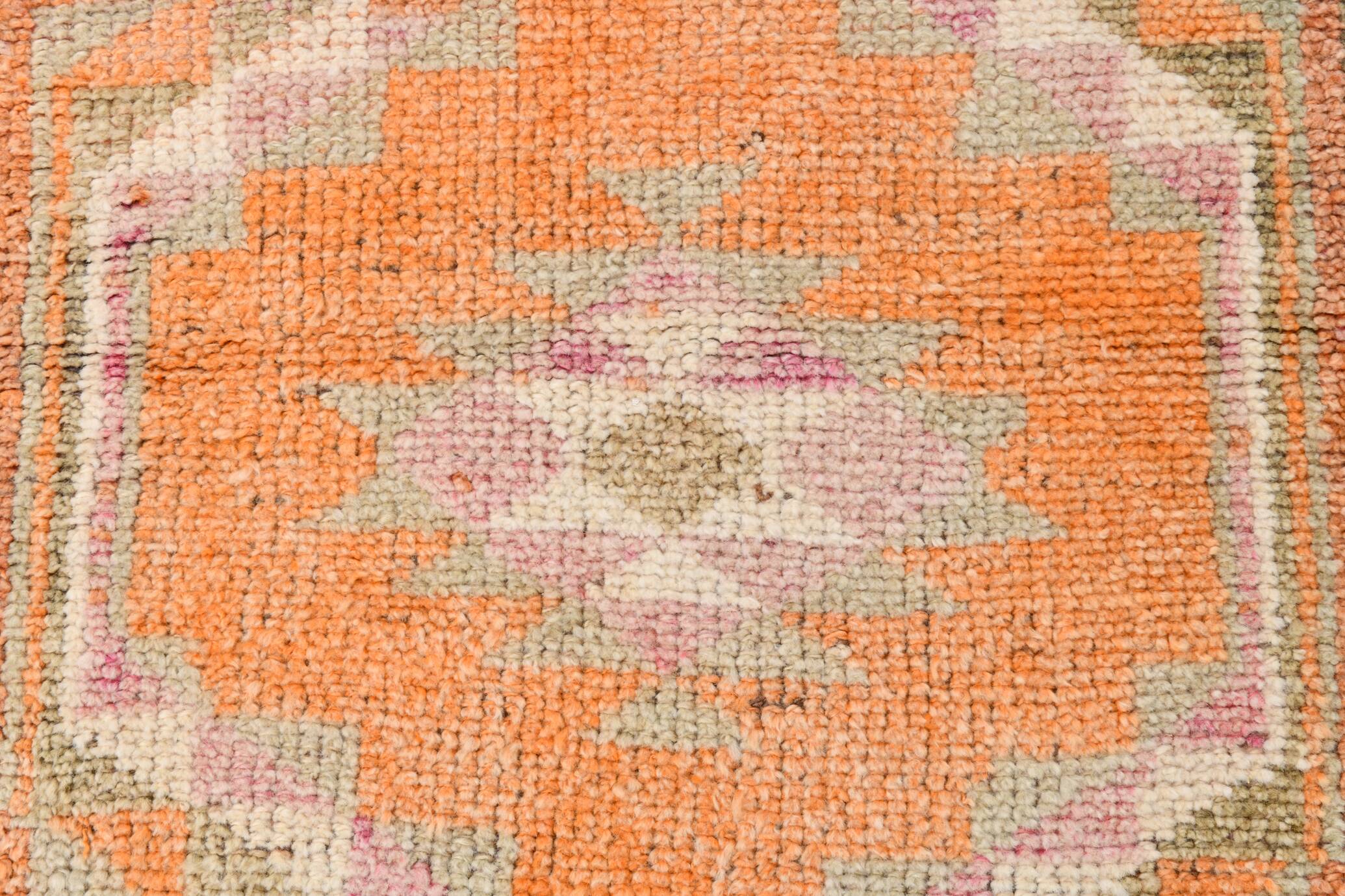 3x12 Pumpkin Orange & Pink Turkish Runner Rug, 83x392Cm