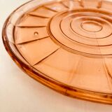 Round pink molded glass tray