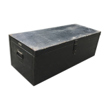 Old chest or wooden trunk black patina