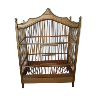 Wooden and gilded metal birdcage