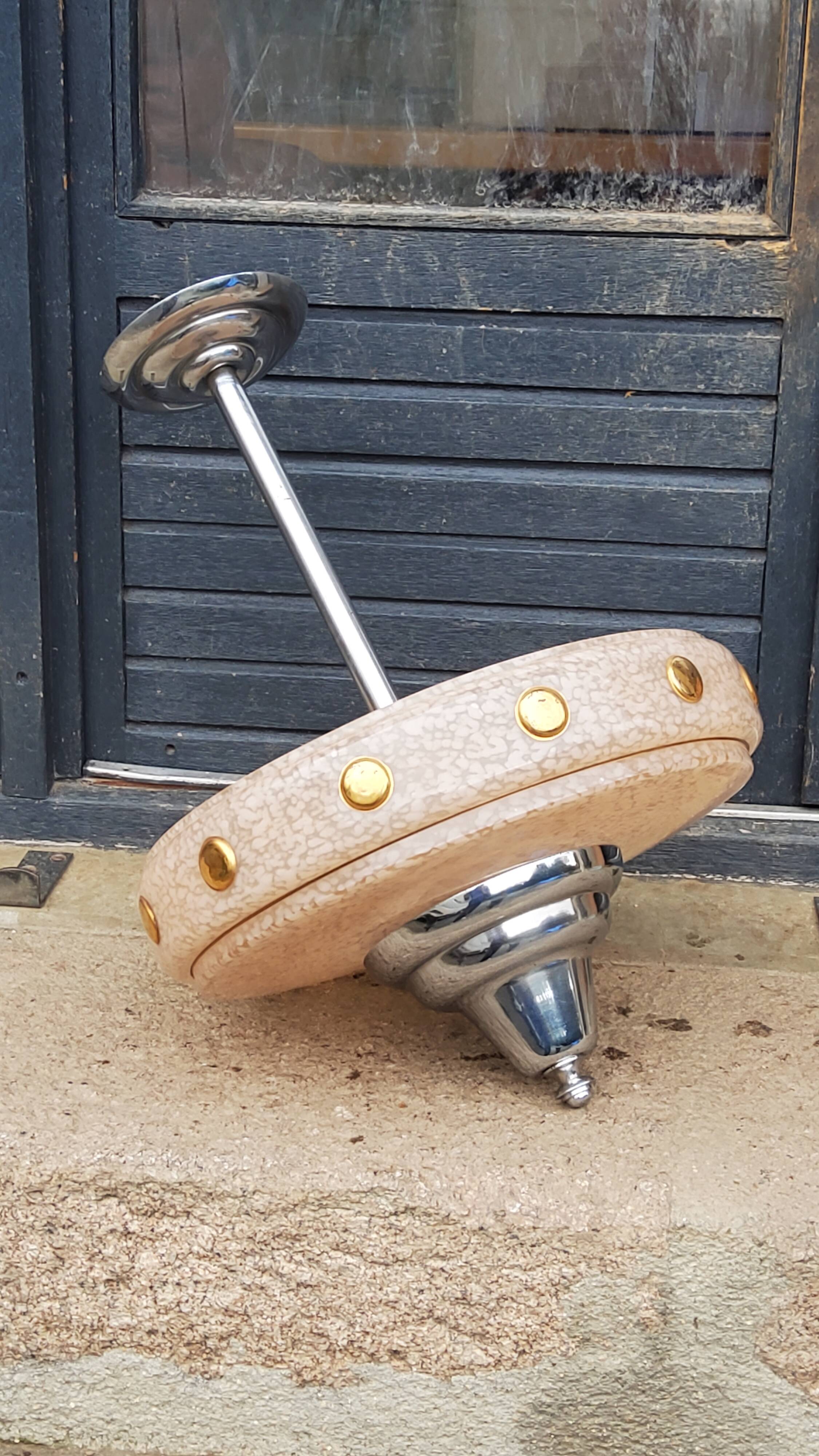 1930s Art Deco chandelier in glass and chromed metal