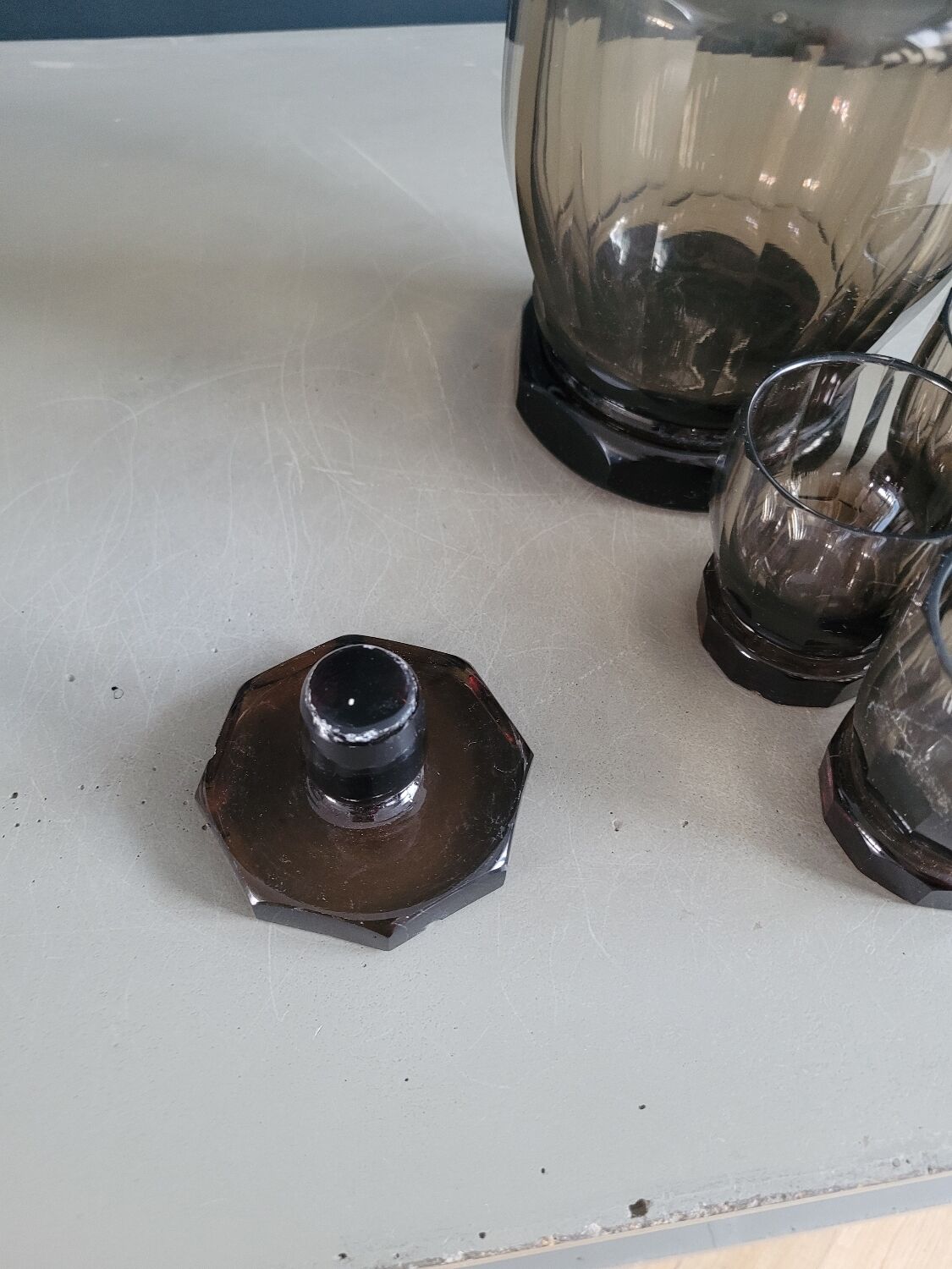 Smoked glass liqueur set