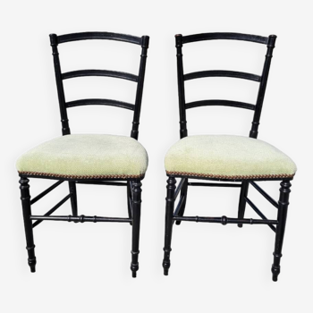 Paire de chaises Napoléon III en bois teinté noir